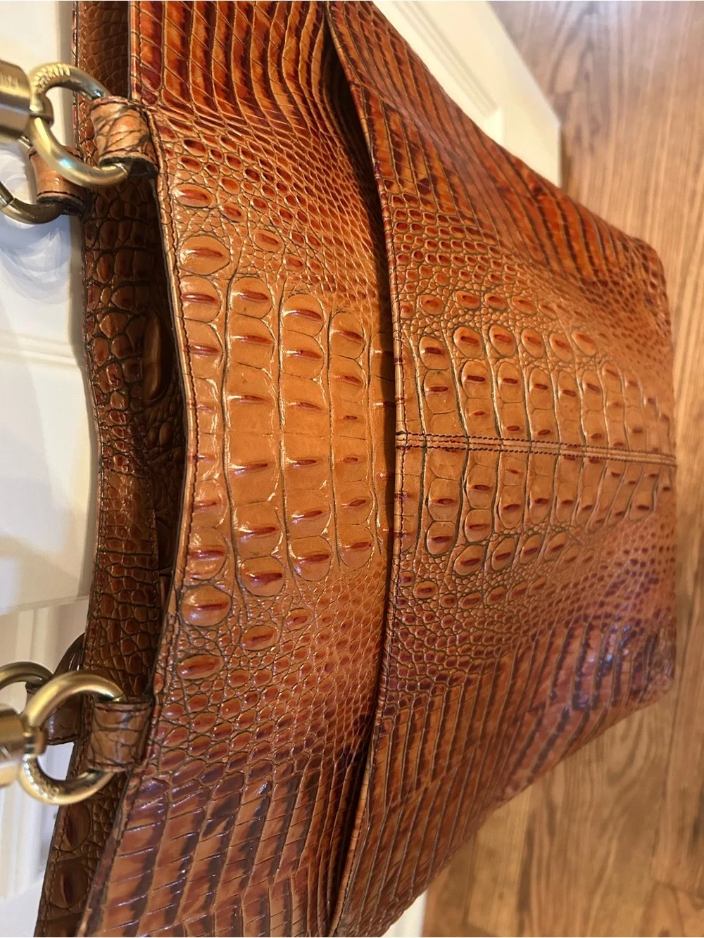 Brahmin Ruby satchel leather Melbourne Pecan handbag. Toasted almond